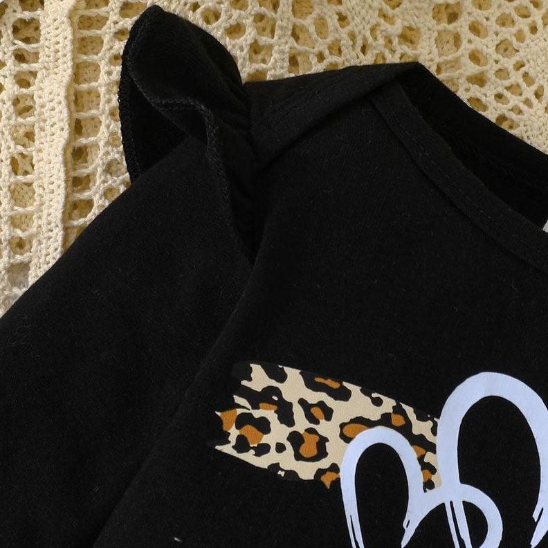3PCS Sweet Heart and Leopard Printed Long Sleeve Baby Set