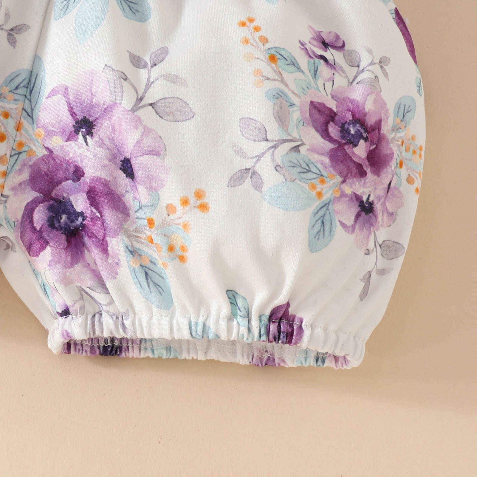 3PCS Sweet Floral Printed Lace Splicing Baby Romper Set