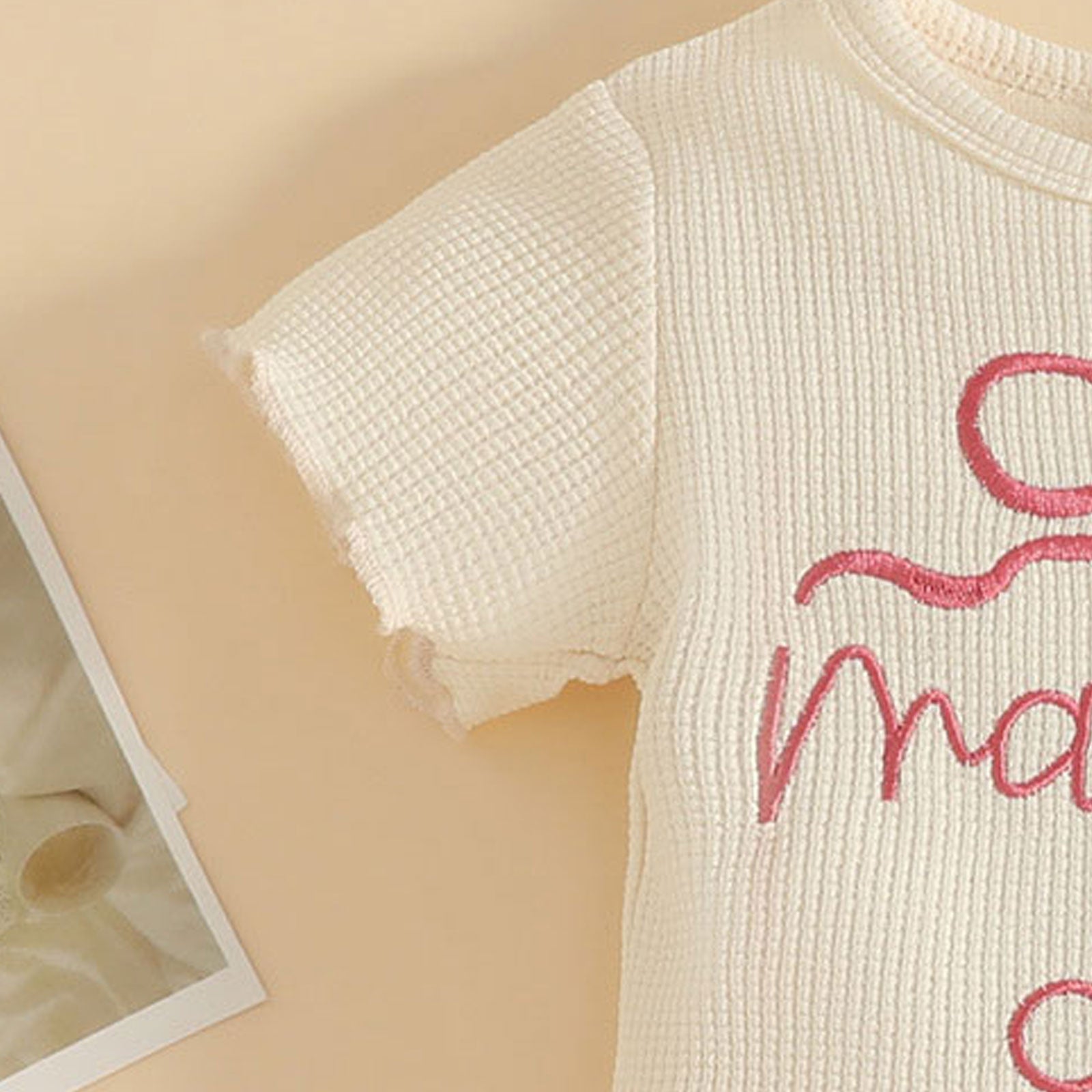 2PCS Mama's Girl Letter Embroidery Short Sleeve Baby Set
