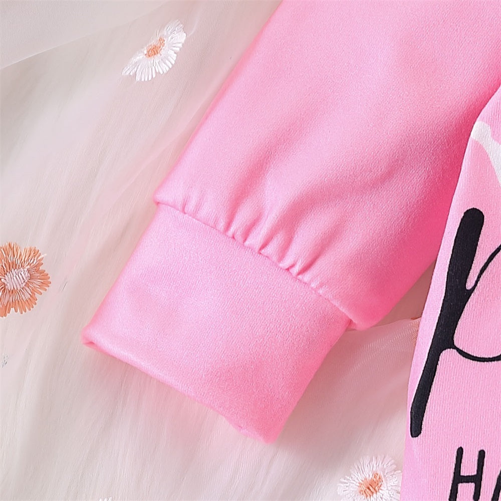 2PCS The Princess Letter Heart Printed Baby Jumpsuit