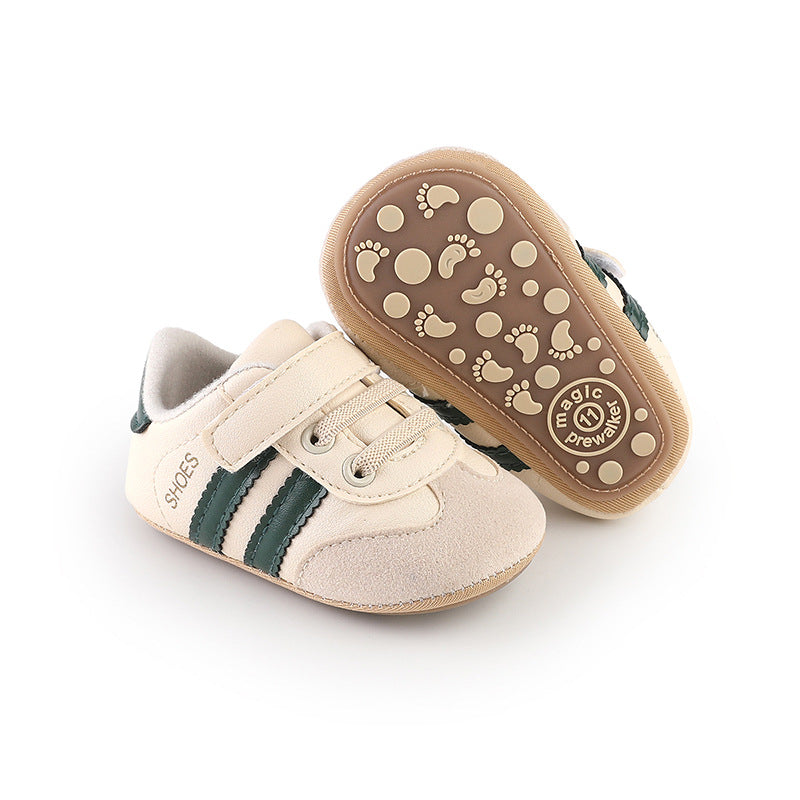Striped Design Velcro Non Slip Sole Baby Shoes
