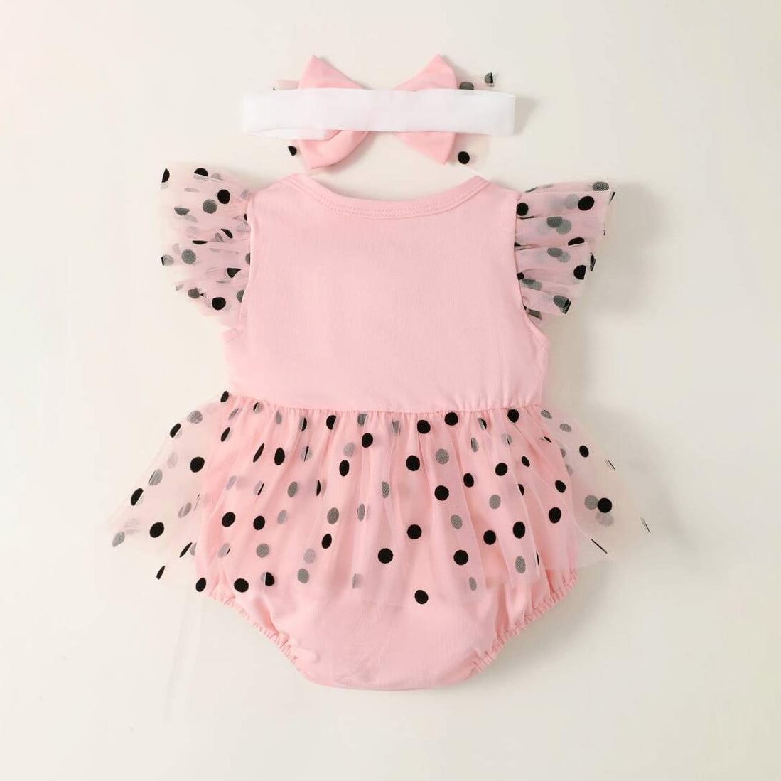 2PCS Gorgeous Polka Dots Printed Baby Romper