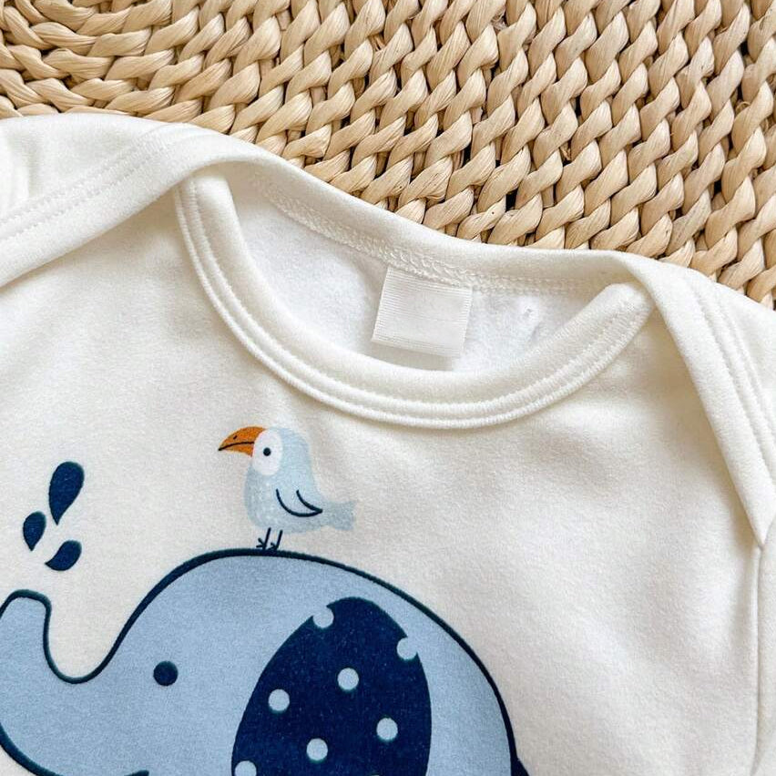 2PCS Cute Be Brave Letter Elephant Print Long Sleeve Baby Set