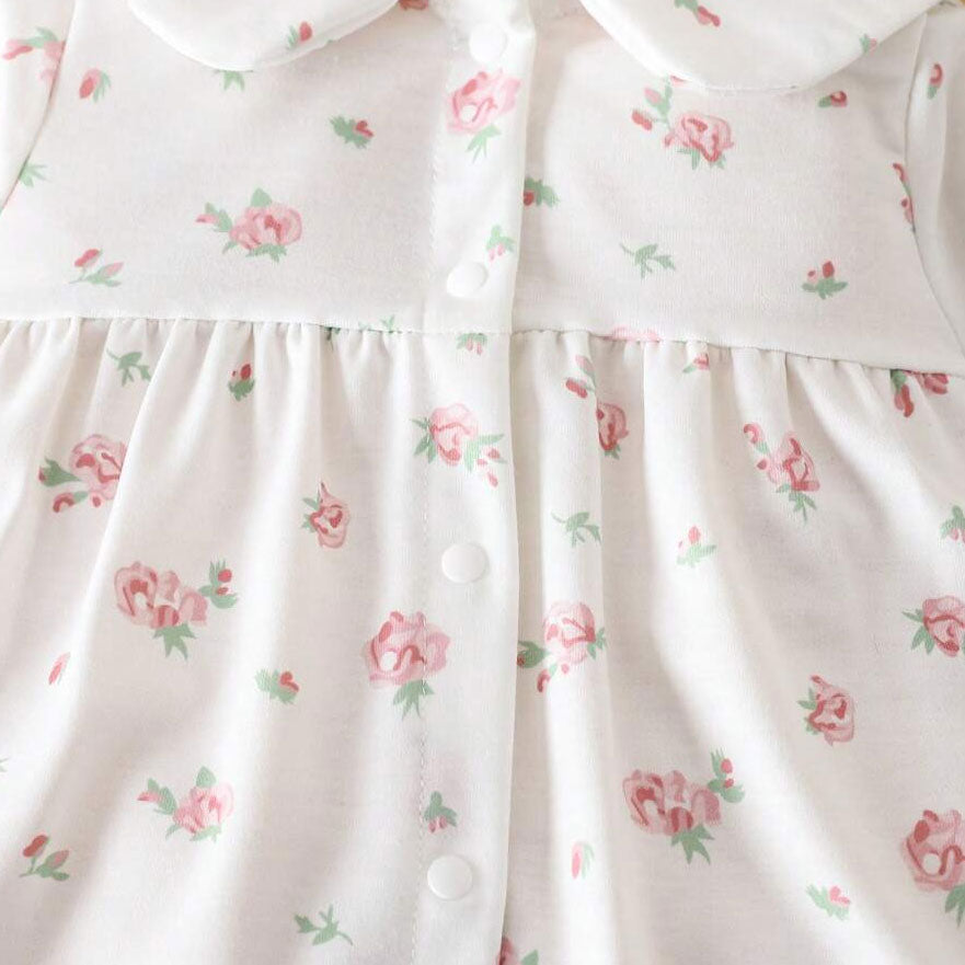 Delightful Floral Printed Long Sleeve Baby Girl Jumpsuit