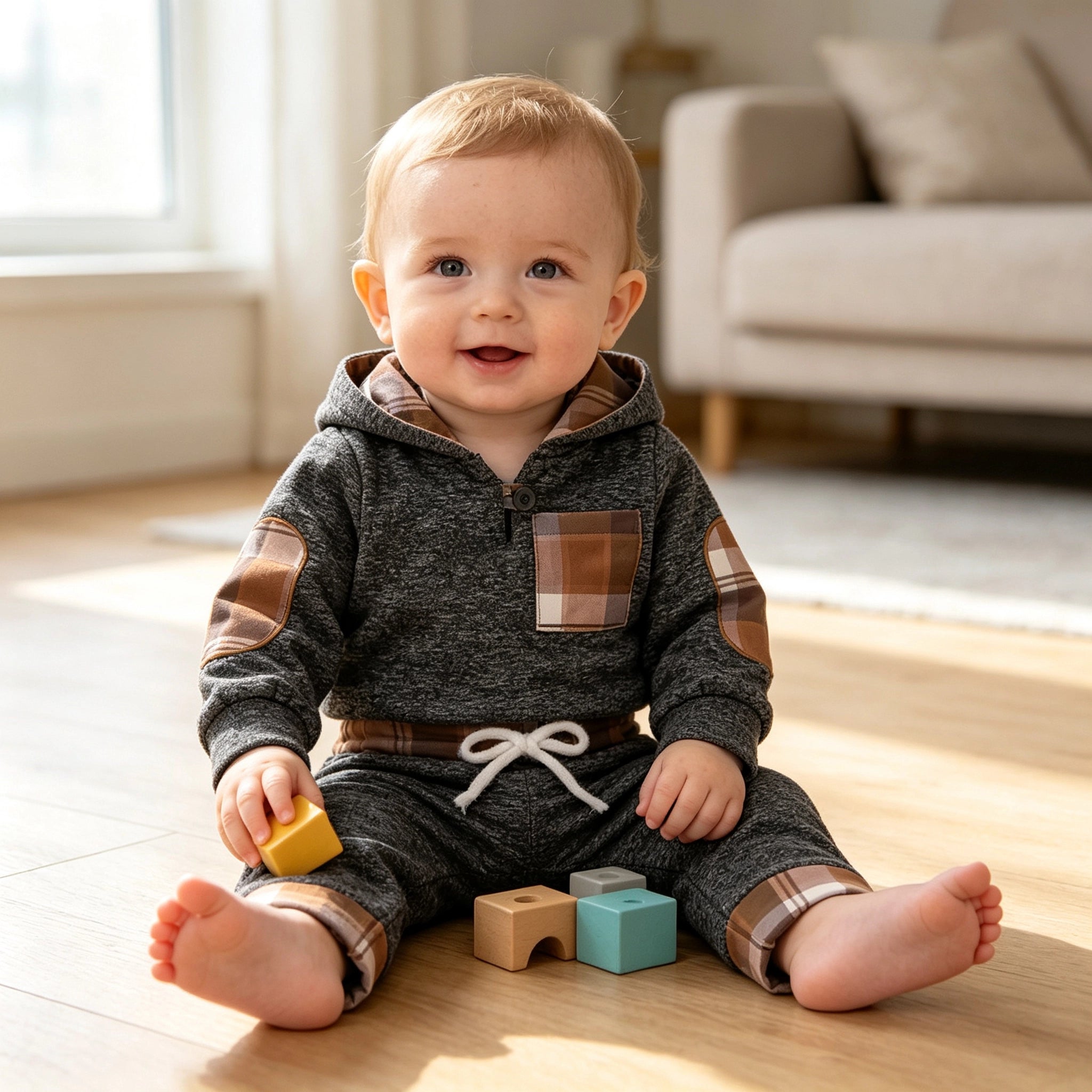 Ensemble sweat à capuche et pantalon décontracté à carreaux