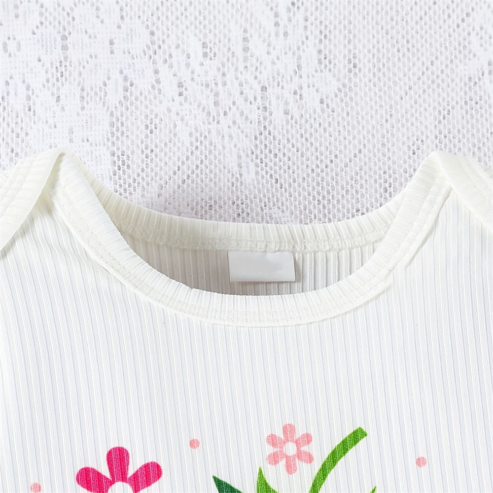 3PCS Sweet Strawberry Floral Print Long Sleeve Baby Set