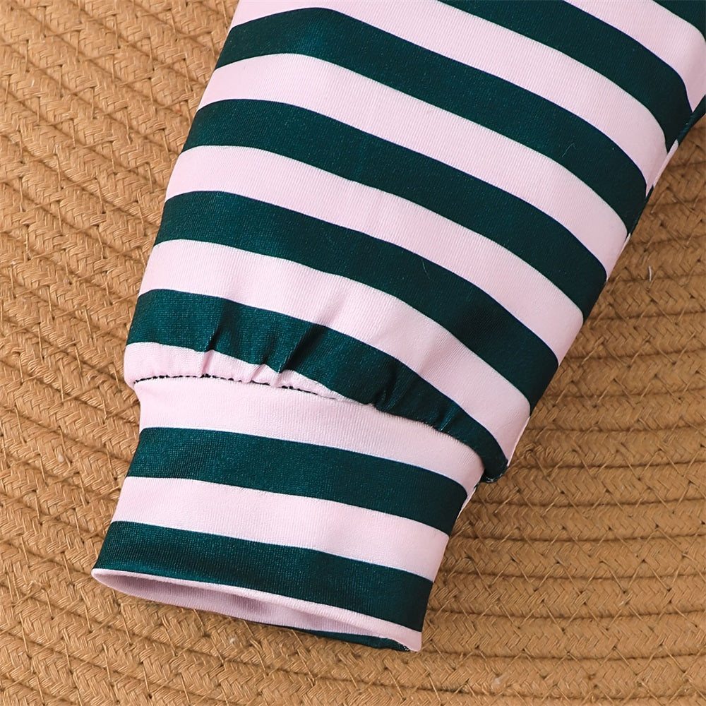4PCS Strawberry Print Striped Long Sleeve Baby Set