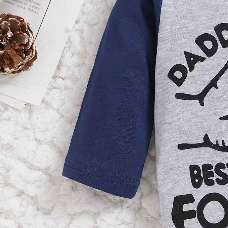 3PCS Daddy and Me Best Buddies for Life Letter Print Baby Set