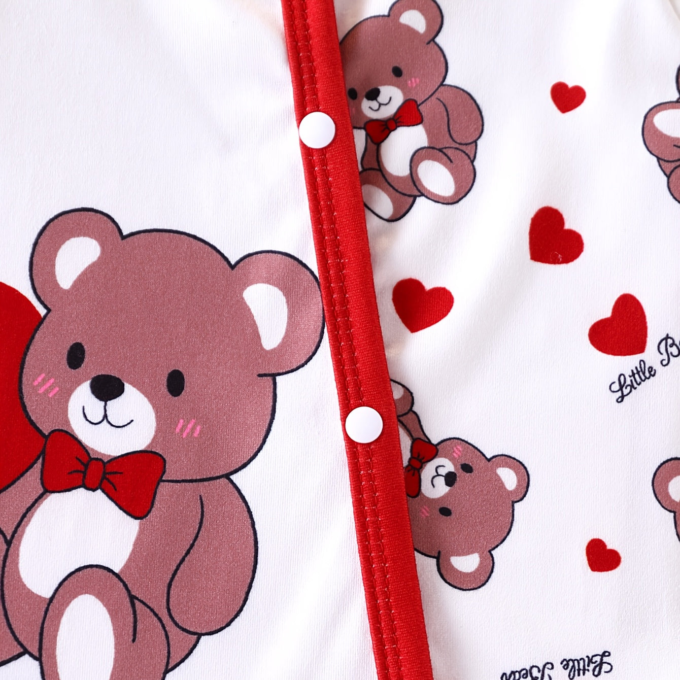Cute Little Bear Letter Teddy Bear Print Short Sleeve Baby Jumpsuit