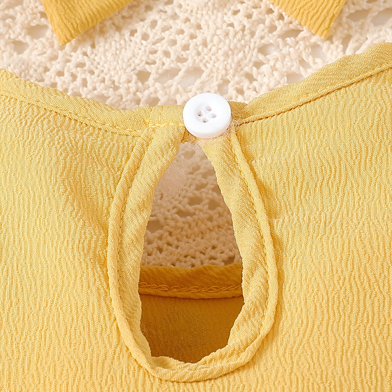 2PCS Classy Solid Color Ruffle Long Sleeve Baby Jumpsuit