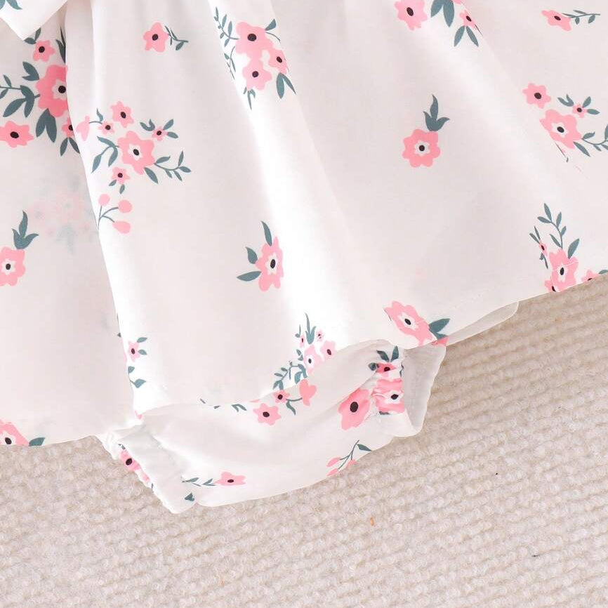 Comfy Floral Printed Flutter Sleeve Baby Romper