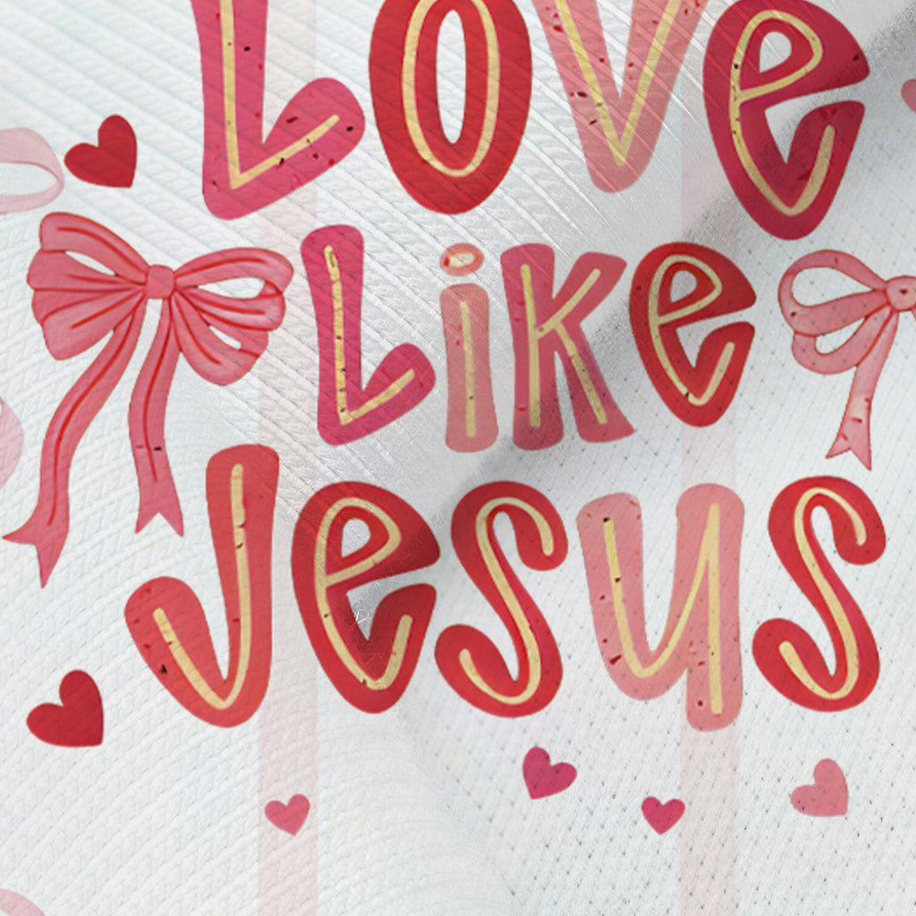 2PCS Love Like Jesus Letter Bow Print Baby Set