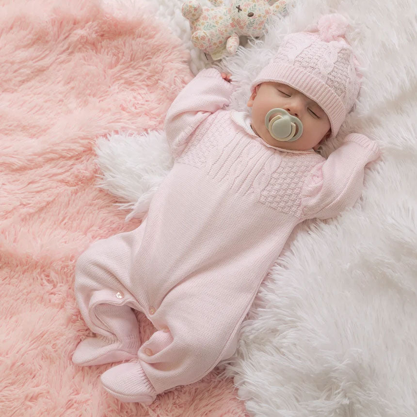 2PCS Timeless Solid Color Knit Long Sleeve Baby Girl Jumpsuit