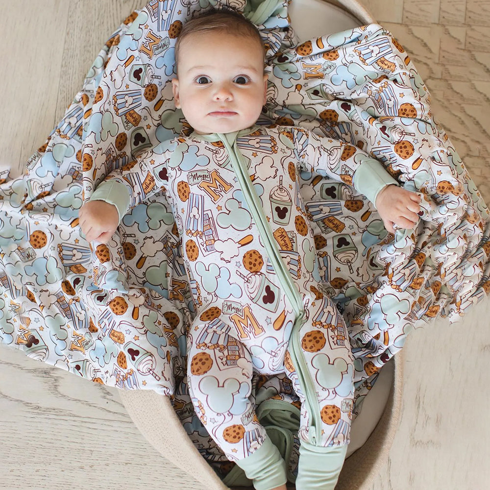 Cartoon Food Printed Zipper Bamboo Viscose Baby Jumpsuit