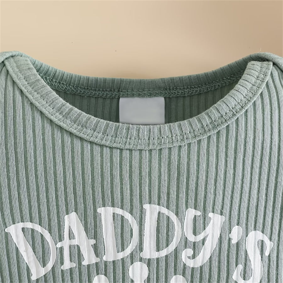 3PCS Daddy's Princess Letter Floral Printed Short Sleeve Baby Set