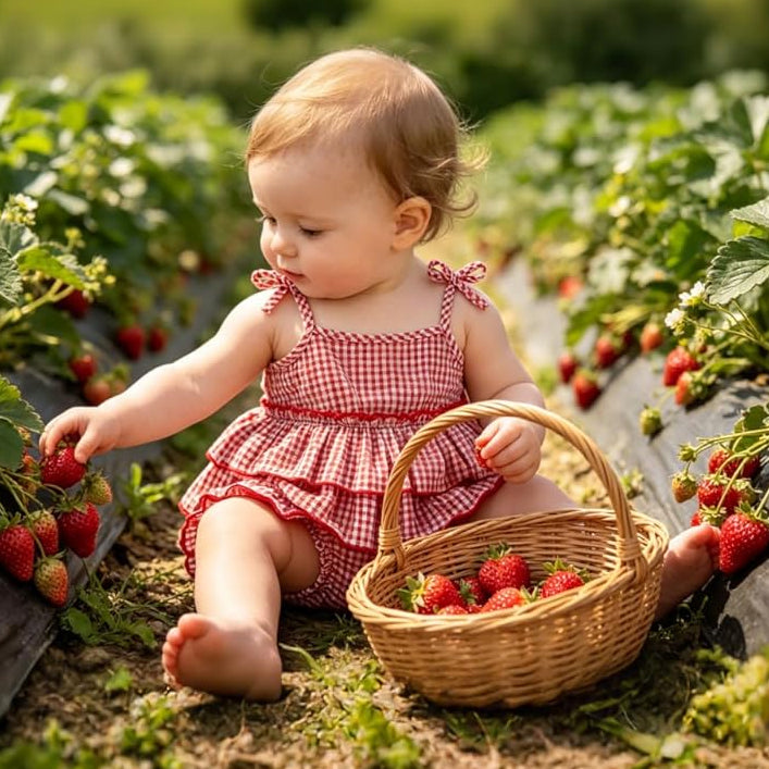 2PCS Summer Plaid Printed Sleeveless Ruffle Baby Set