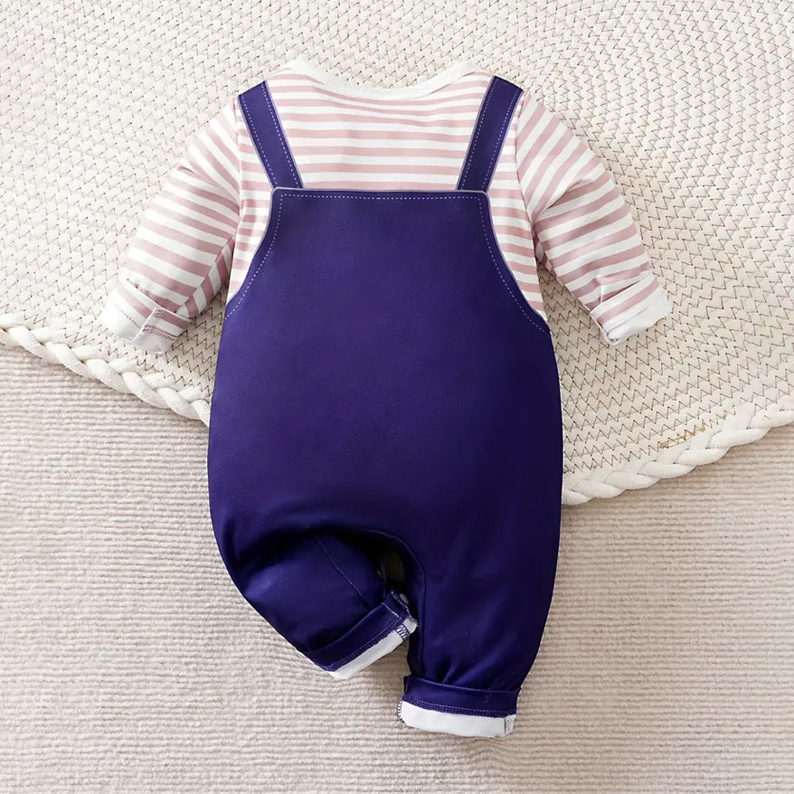 Comfy Giraffe Stripe Printed Baby Jumpsuit