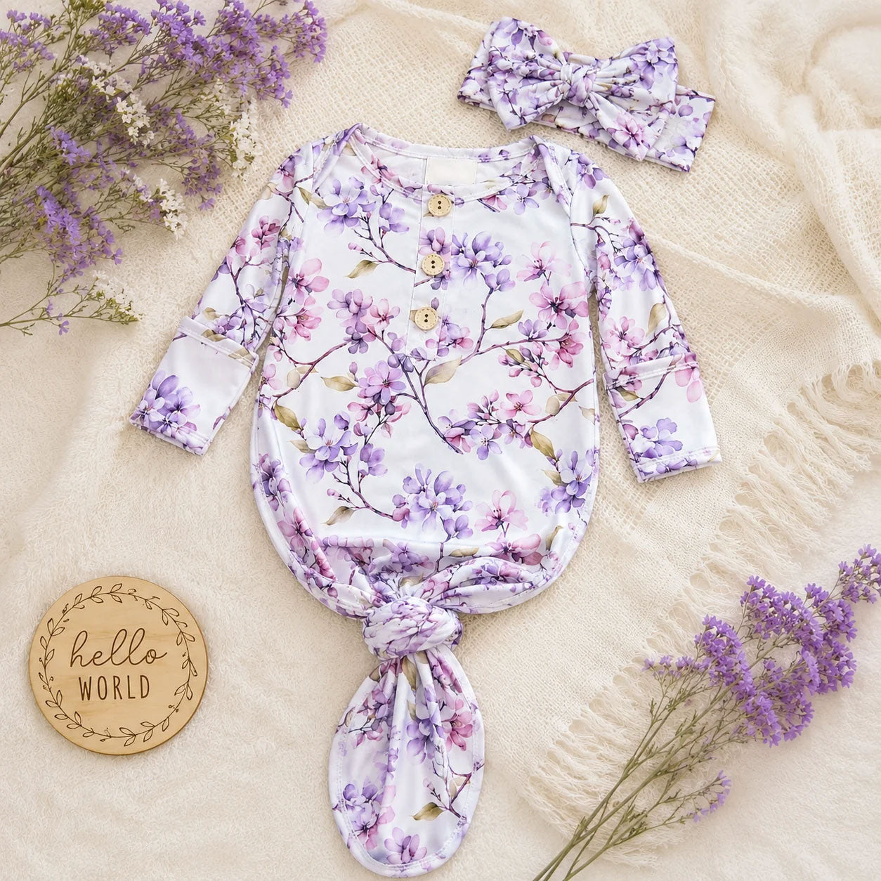 2PCS Cheerful Floral Printed NewBorn Baby Sleeping Bag