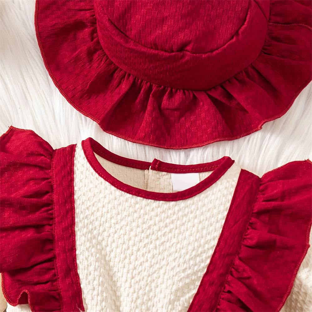 3PCS Stylish Color Blocking Long Sleeve Baby Romper