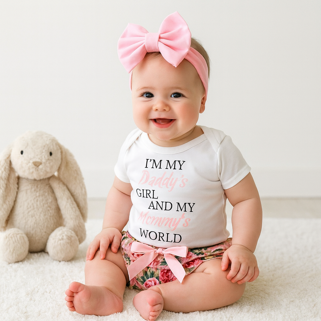 Ensemble 3 pièces pour bébé fille avec lettres imprimées florales