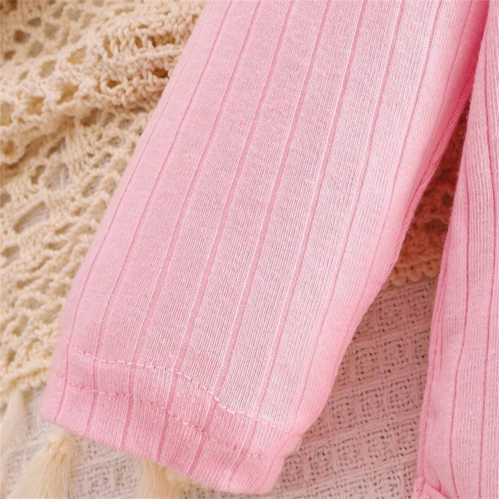 2PCS Sweet Floral Print Rib Long Sleeve Baby Set