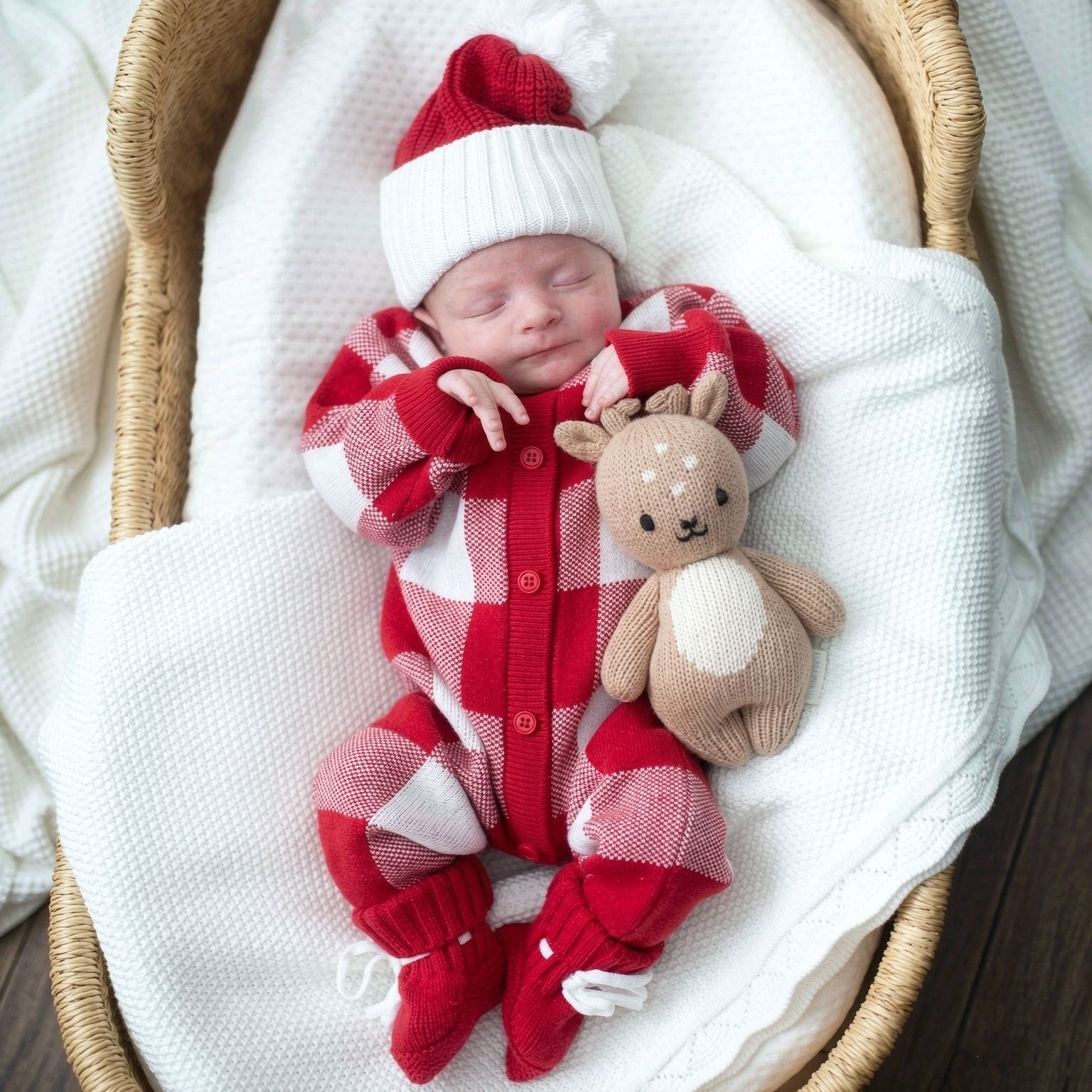 Lovely Plaid Printed Knit Long Sleeve Baby Jumpsuit