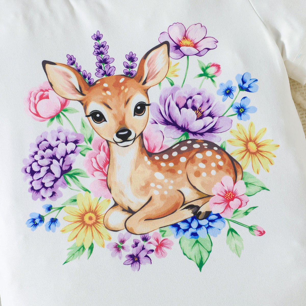 3PCS Adorable Giraffe Floral Print Short Sleeve Baby Set