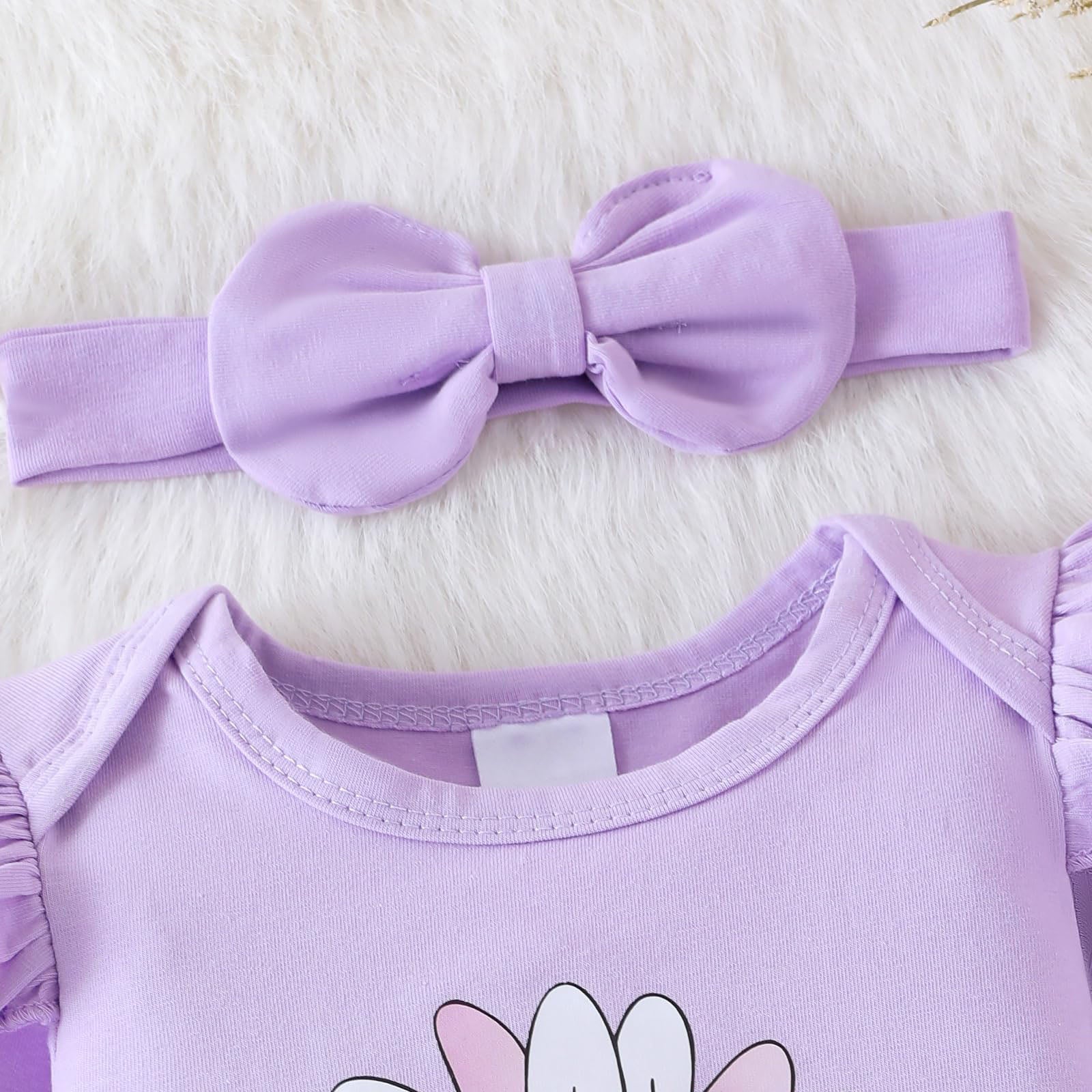 3PCS Beauty Letter Daisy Printed Baby Set