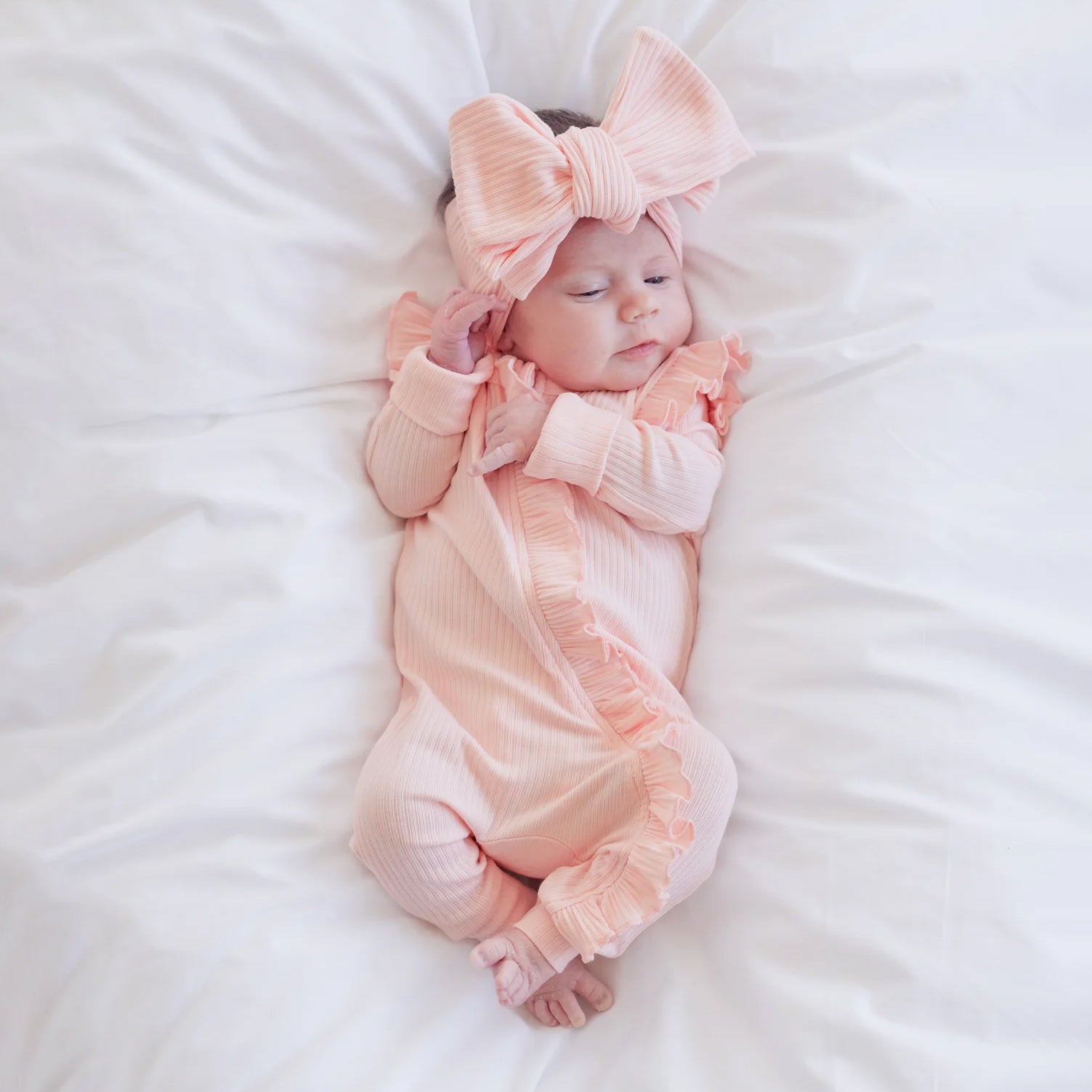 2PCS Graceful Solid Color Long Sleeve Zipper Baby Jumpsuit