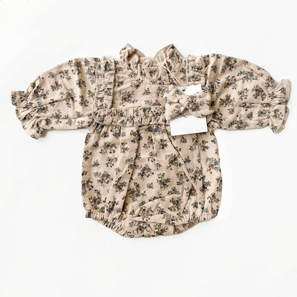 Adorable Allover Floral Print Long Sleeve Baby Romper