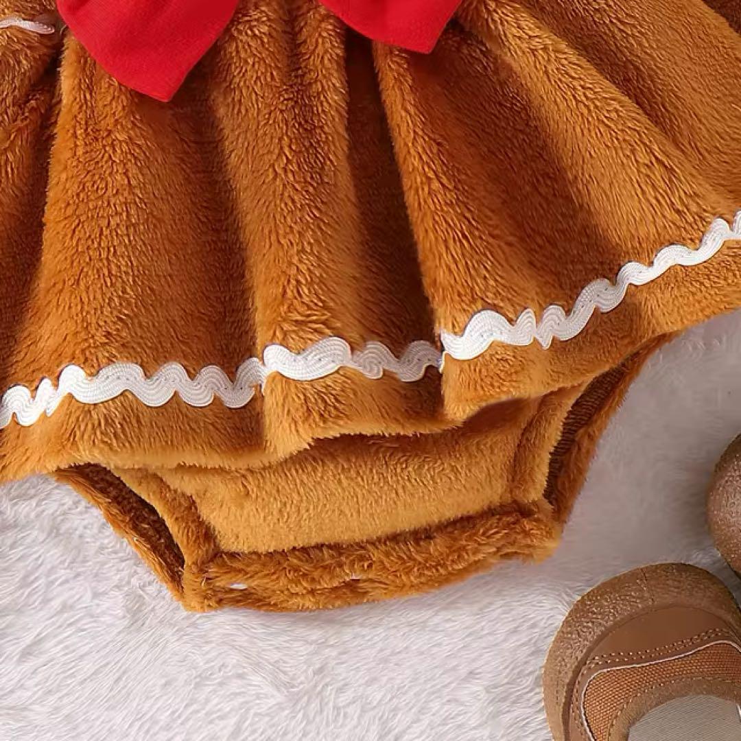 Christmas Solid Color Plush Long Sleeve Baby Romper
