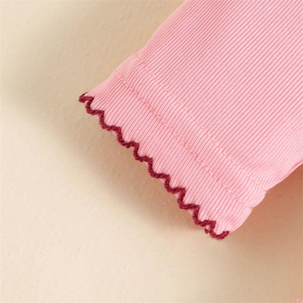 3PCS Cute Bear Embroidery Long Sleeve Baby Girl Set