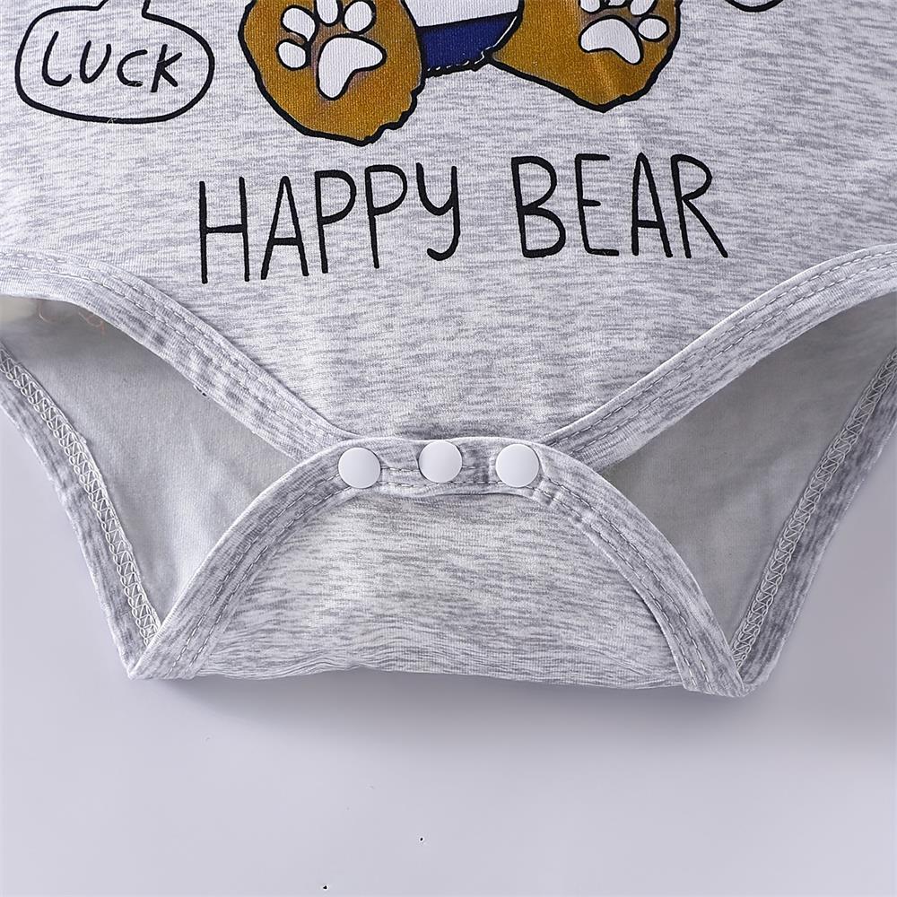3PCS Happy Bear Print Long Sleeve Baby Set