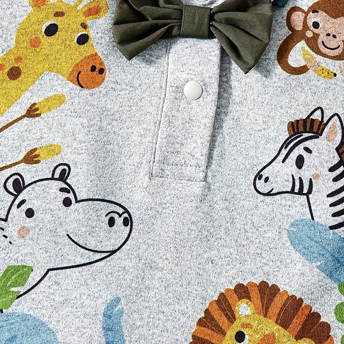 2PCS Cute Animal Print Short Sleeve Overalls Baby Set