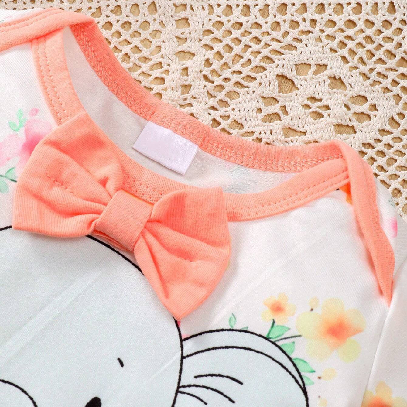 3PCS Cute Elephant Printed Short Sleeve Baby Set