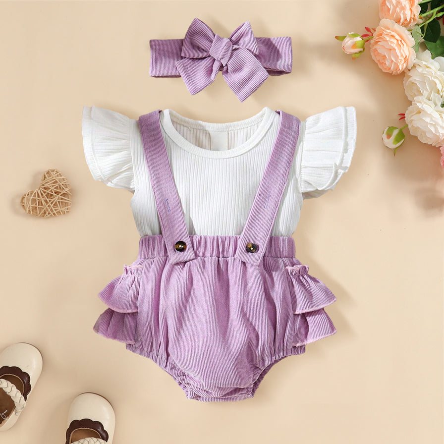 2PCS Comfy Solid Color Sleeveless Baby Romper
