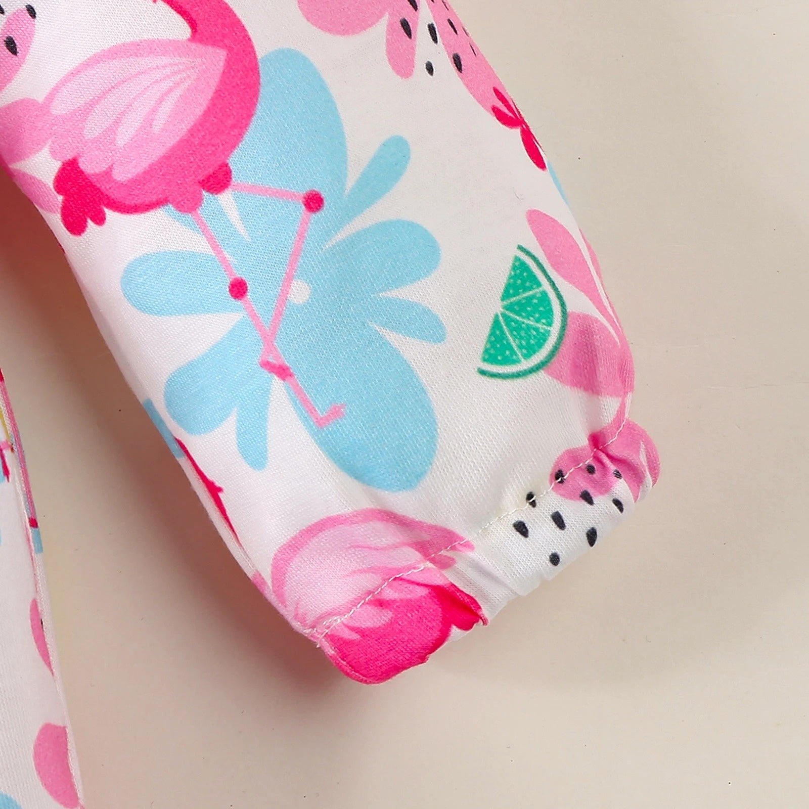 2PCS Flamingo Floral Printed Baby Jumpsuit