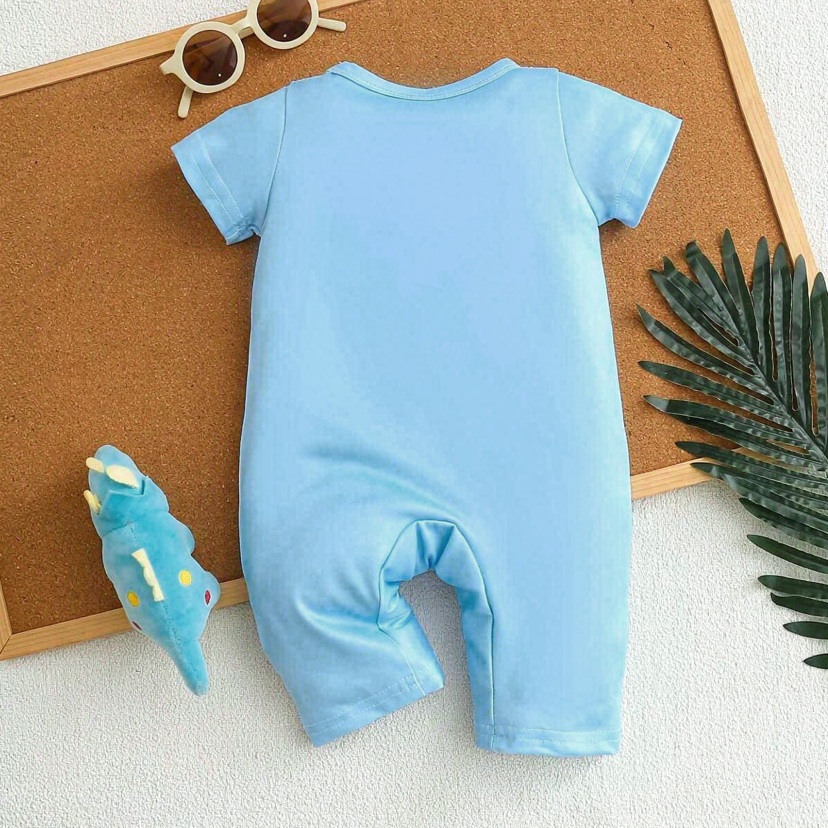 Adorable Dinosaur Print Short Sleeve Baby Boy Jumpsuit