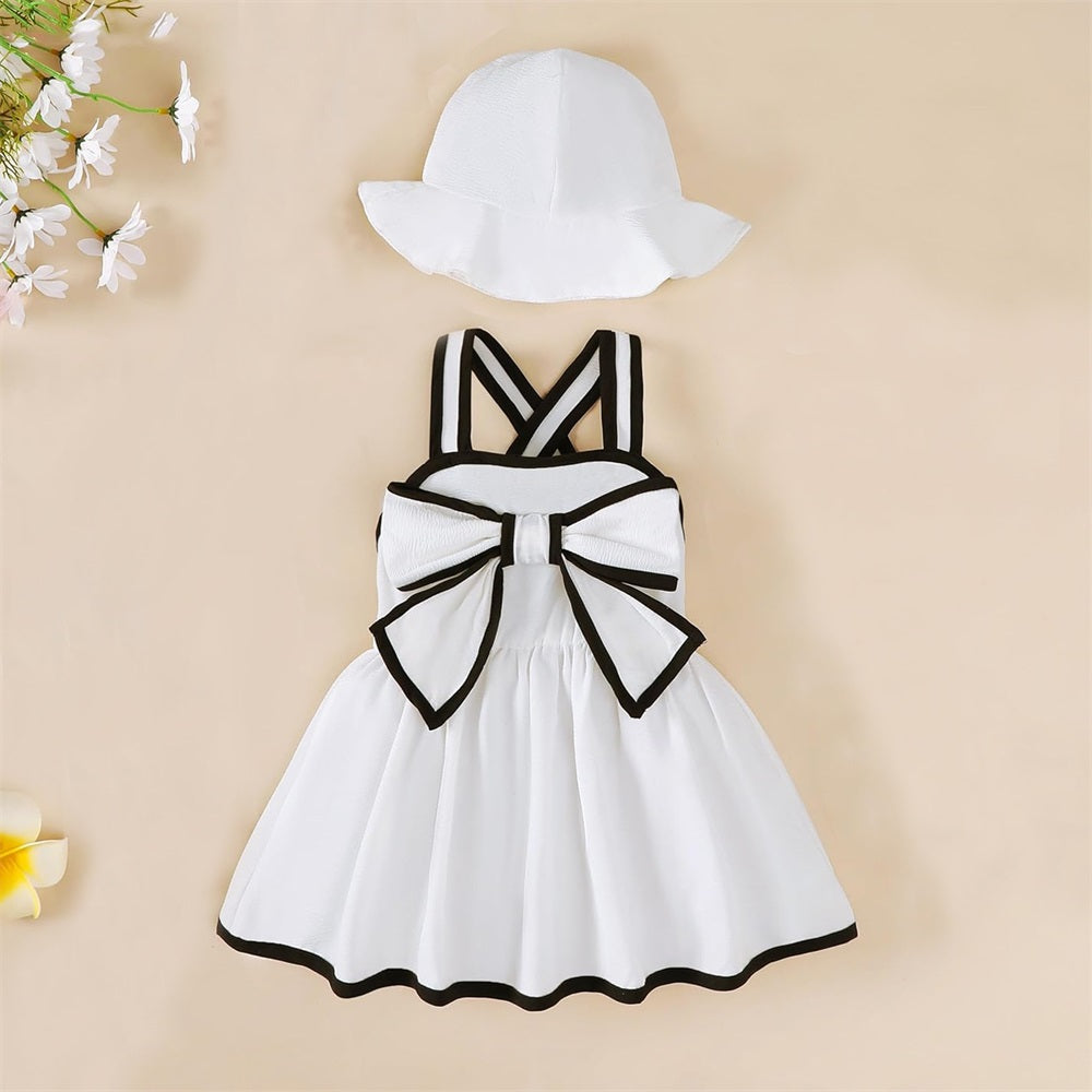 2PCS Stylish Solid Color Sleeveless Backless Baby Sundress