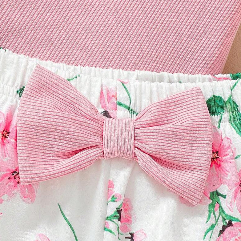 2PCS Mama Is My Bestie Letter Floral Print Short Sleeve Baby Set