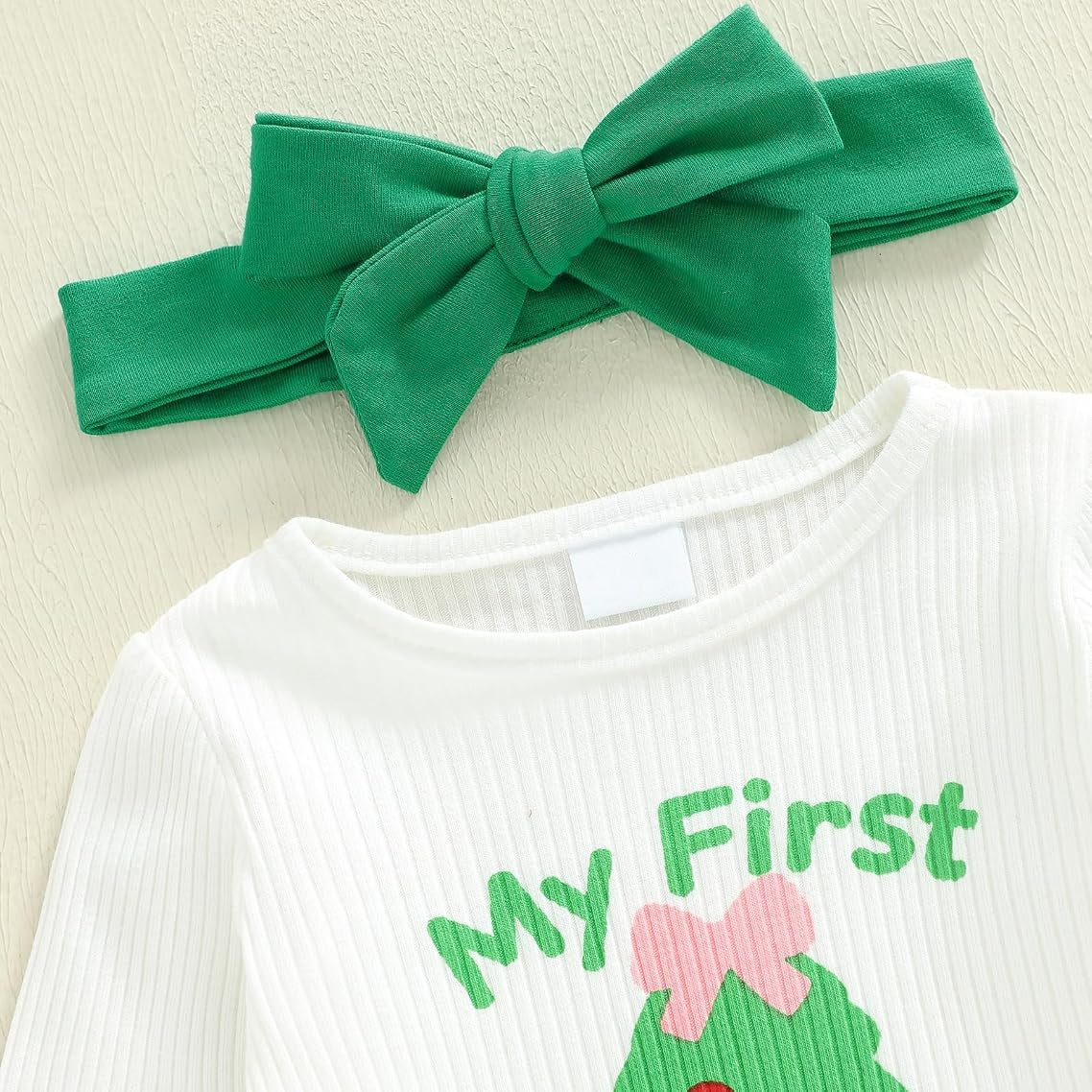 3PCS Sweet My First Christmas Letter Tree Printed Baby Set