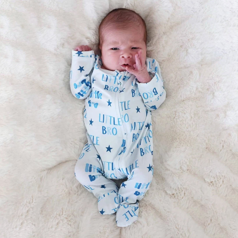 Casual Little Bro Letter Stars Printed Zipper Baby Boy Jumpsuit