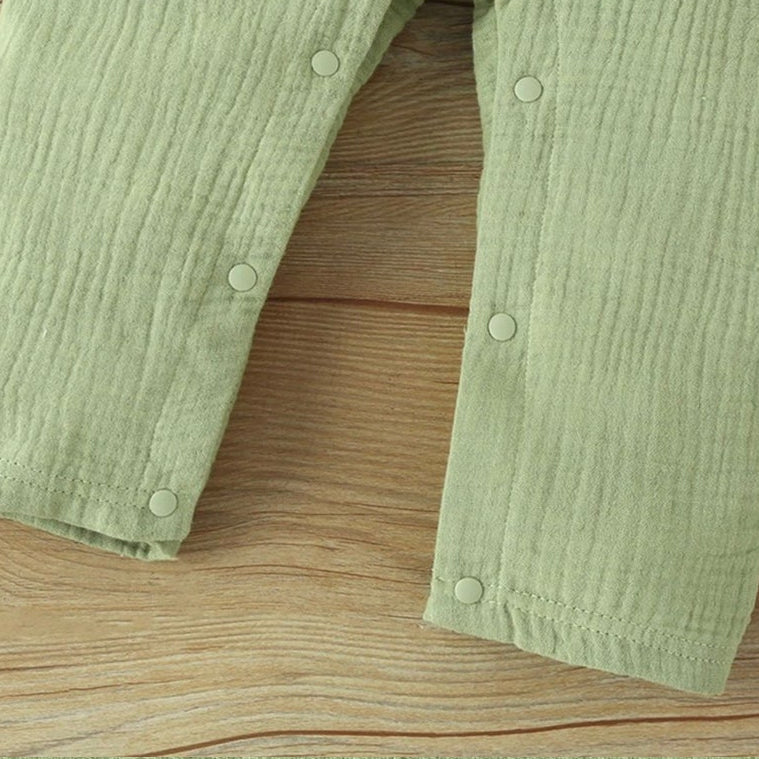 Solid Color Ruffle Decoration Long Sleeve Baby Jumpsuit