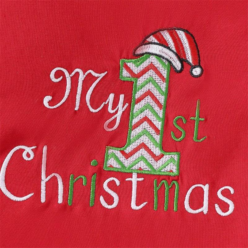 3PCS My 1st Christmas Letter Print Striped Baby Set