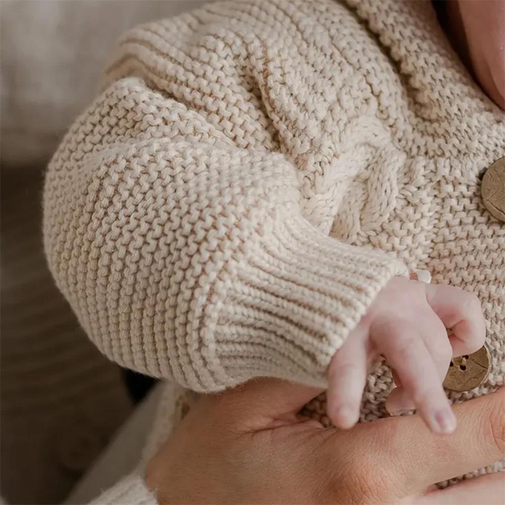 Soft Knit Solid Color Long Sleeve Hooded Baby Jumpsuit