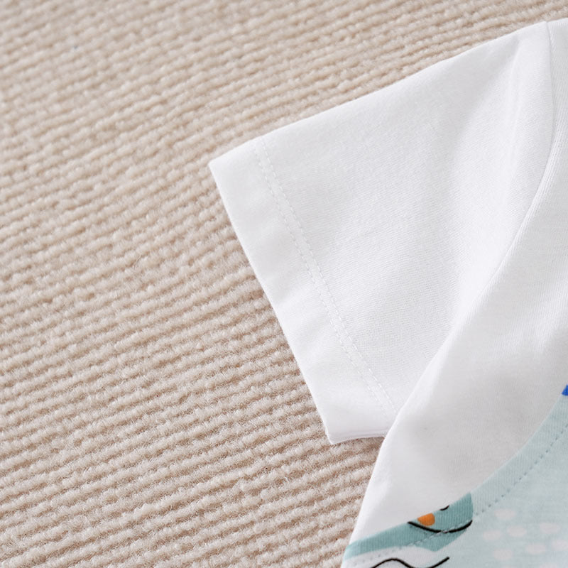 Cute Whale Printed Short Sleeve Baby Jumpsuit