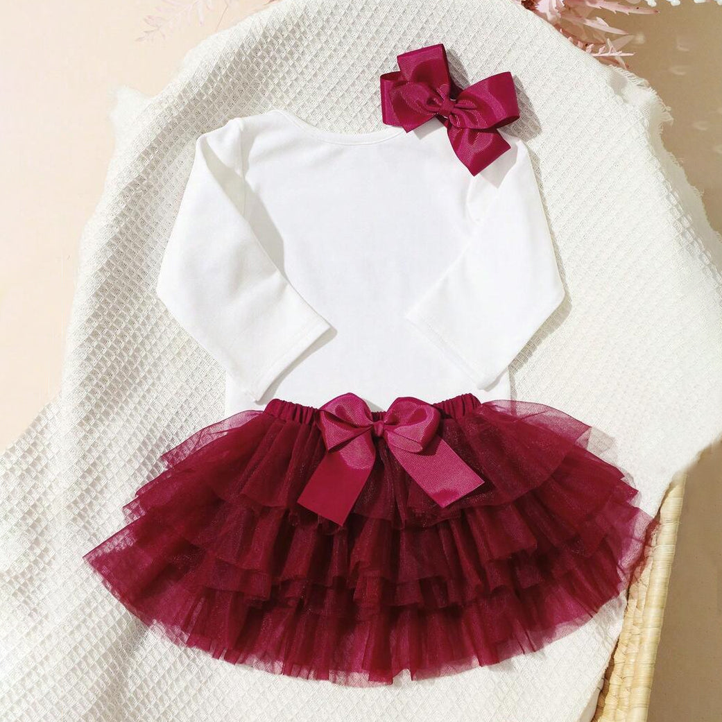 3PCS The Princess Has Arrived Letter Print Mesh Baby Set