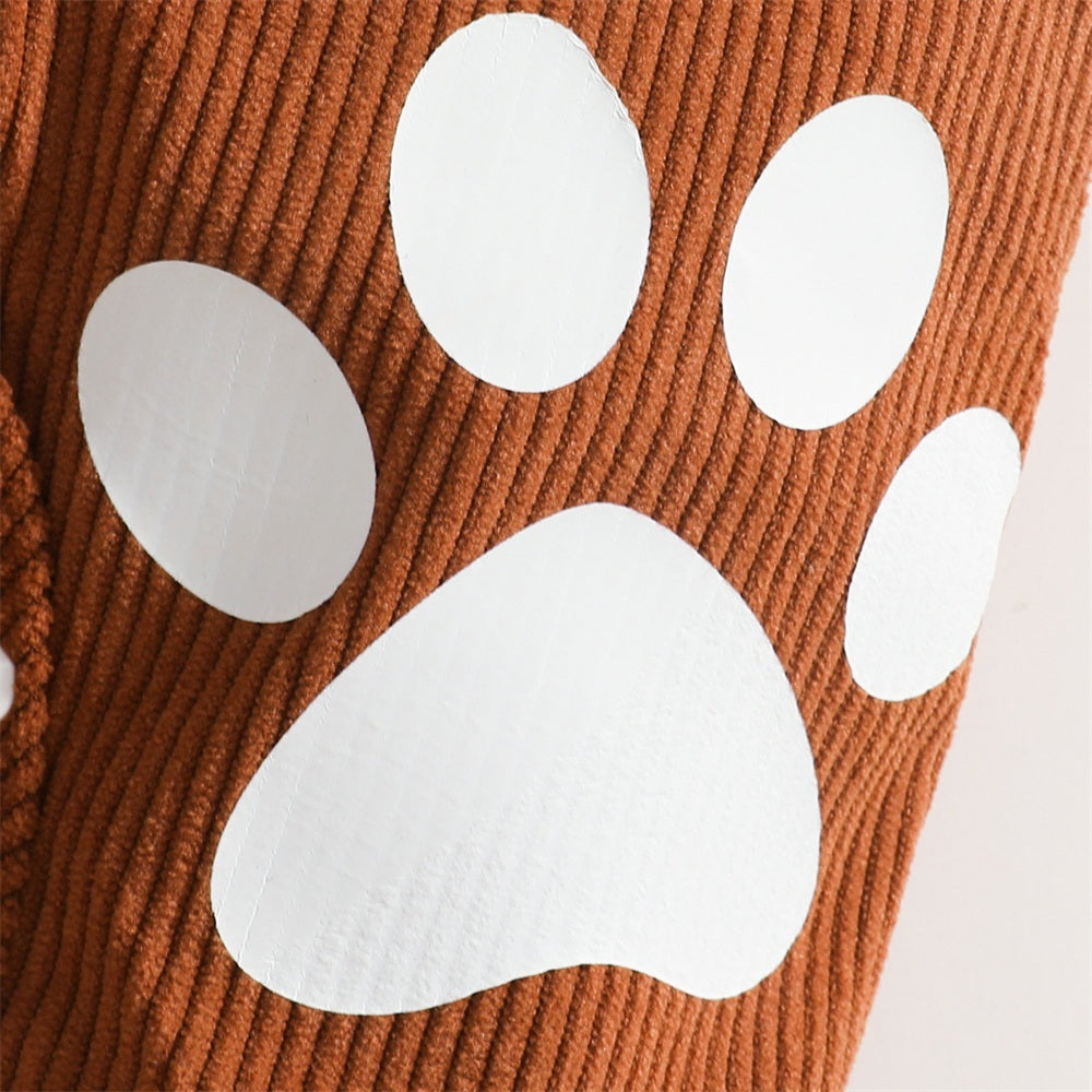 3PCS Adorable Bear Paw Print Long Sleeve Baby Overalls Set