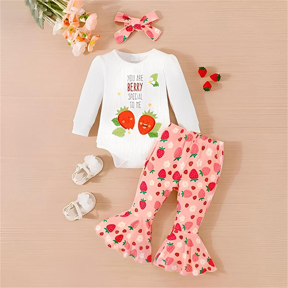 3PCS YOU ARE BERRY SPECIAL TO ME letter Printed Baby Set