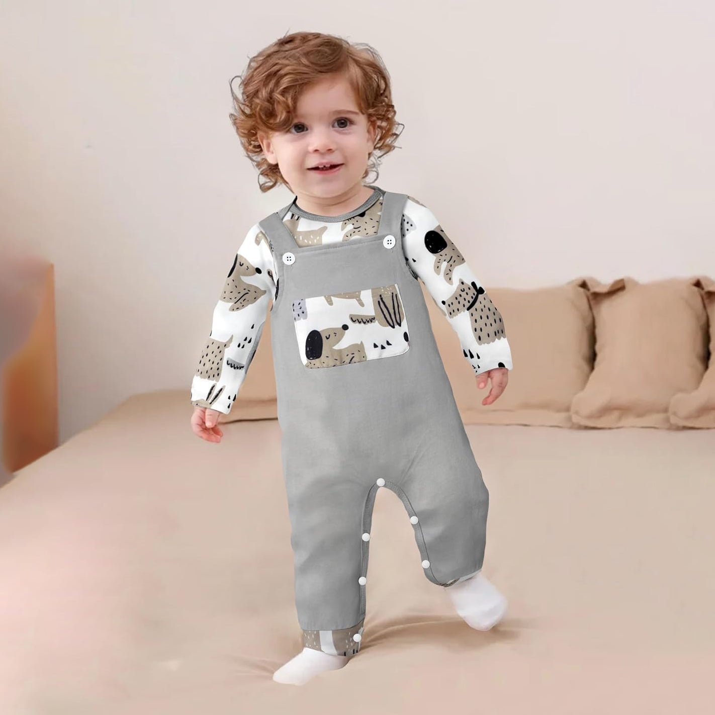 2PCS Cute Animal Printed Long Sleeve Baby Set